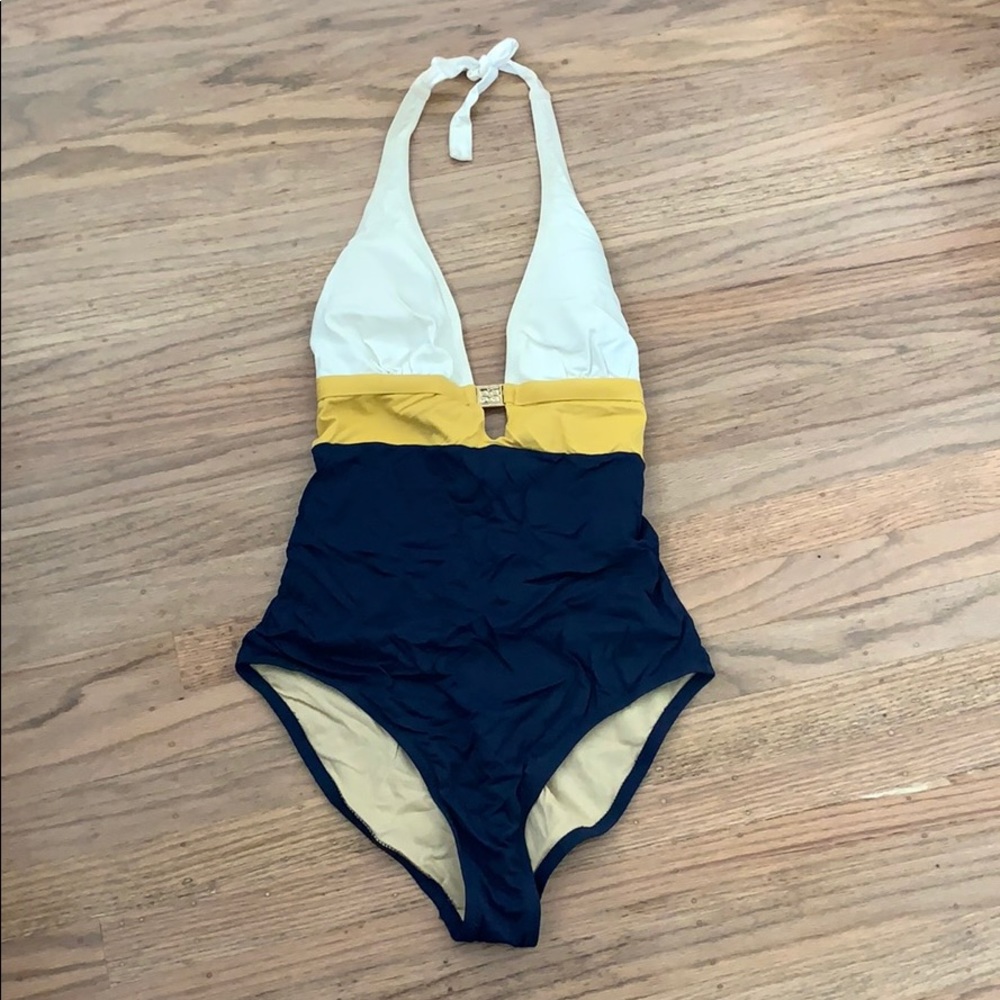 Bcbg retro medium one-piece suit colorblock